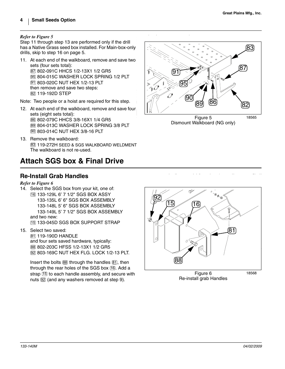 Attach sgs box & final drive, Re-install grab handles | Great Plains 3P606NT Assembly Instructions User Manual | Page 4 / 22