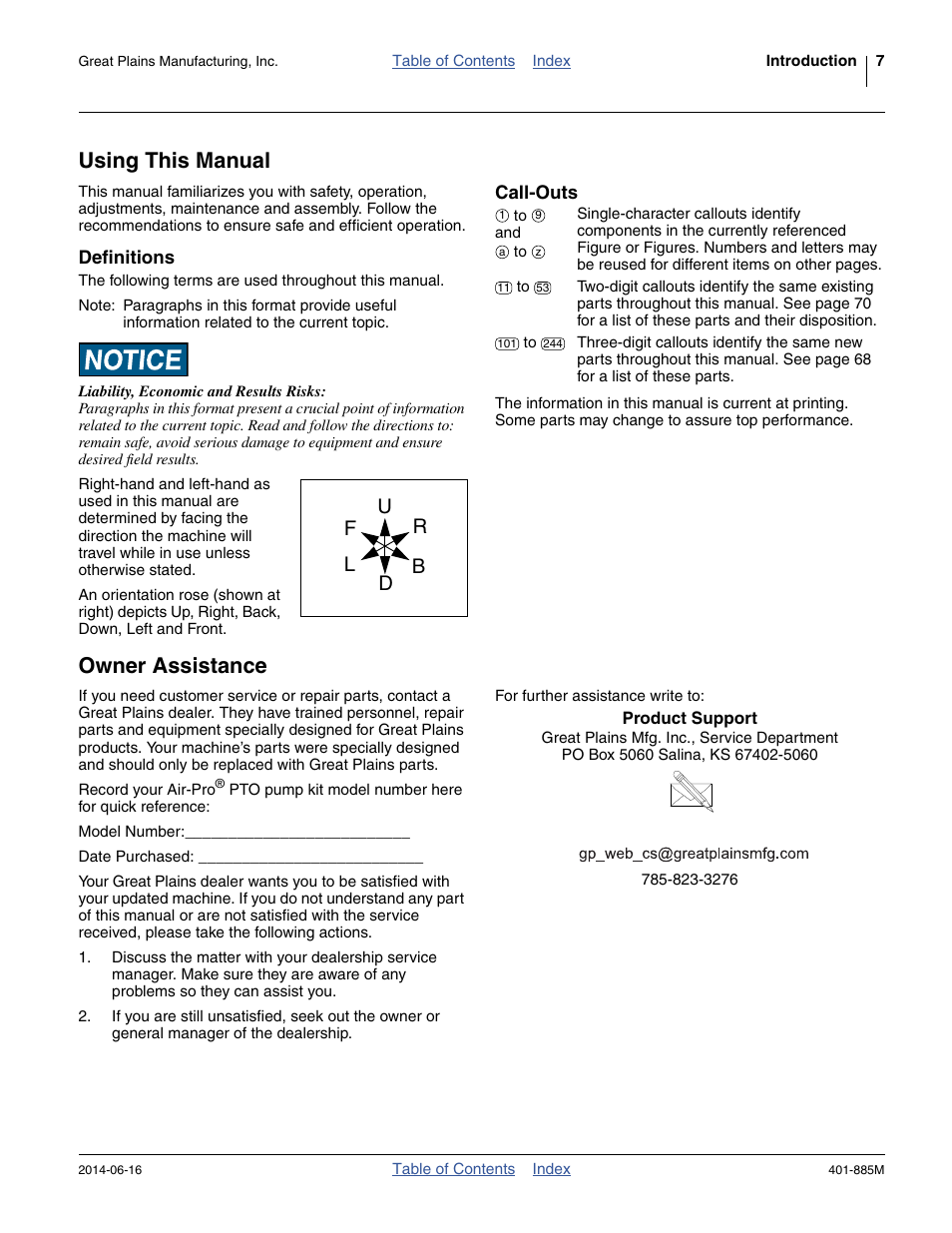 Using this manual, Definitions, Call-outs | Owner assistance, Definitions call-outs | Great Plains PTO Kits Single-Section User Manual | Page 11 / 82