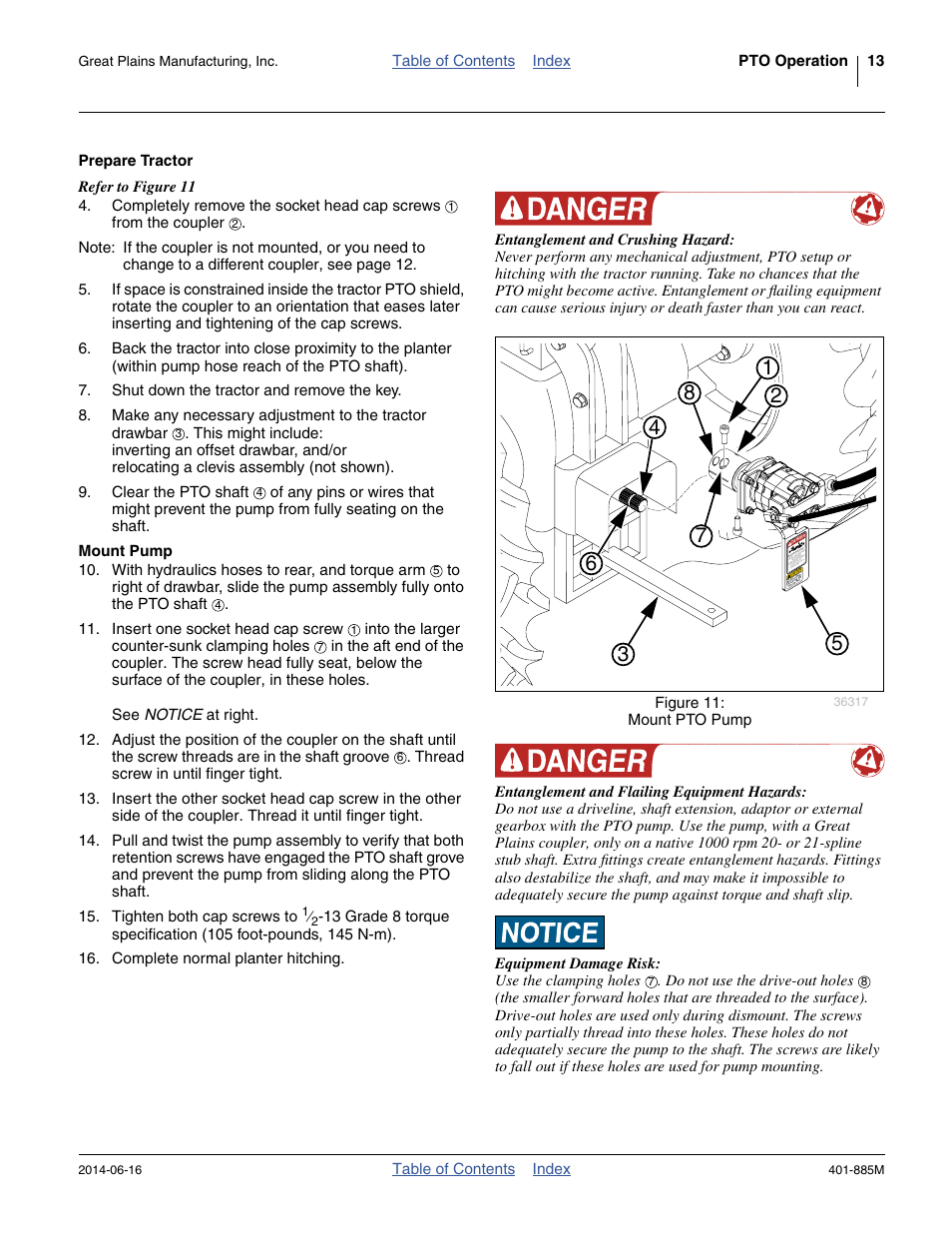 Prepare tractor, Mount pump, Prepare tractor mount pump | Great Plains PTO Kits Single-Section User Manual | Page 17 / 82