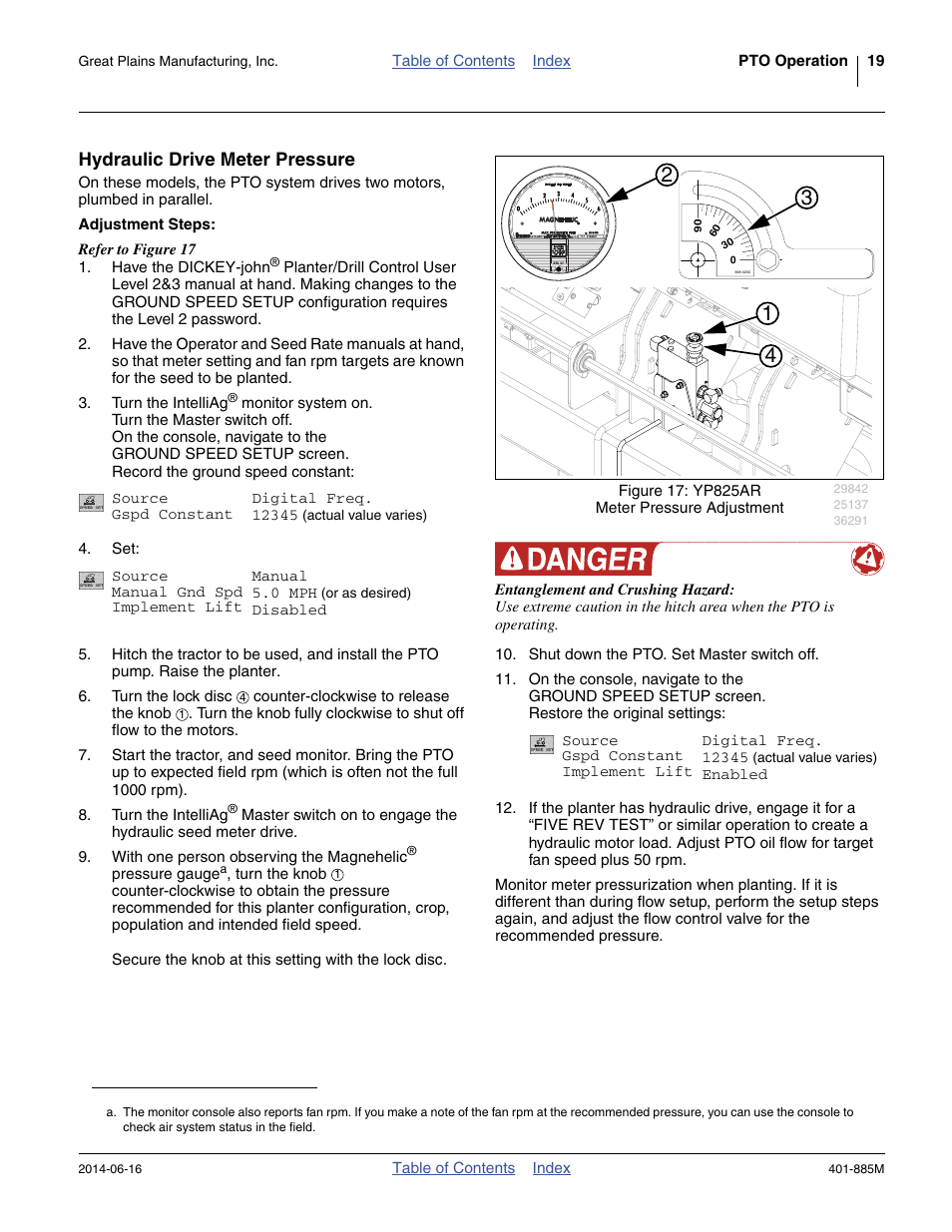 Hydraulic drive meter pressure, Adjustment steps | Great Plains PTO Kits Single-Section User Manual | Page 23 / 82
