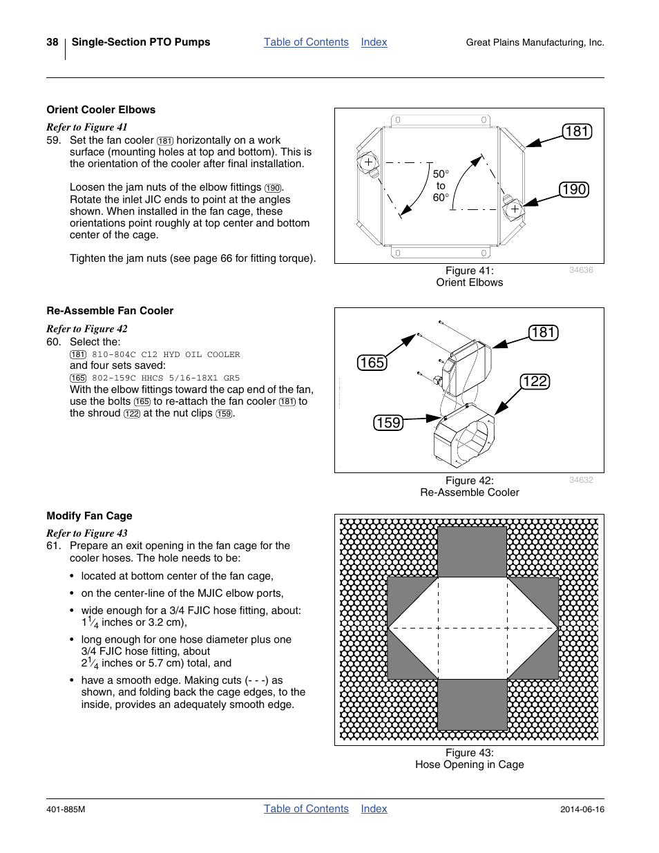 Orient cooler elbows, Re-assemble fan cooler, Modify fan cage | Great Plains PTO Kits Single-Section User Manual | Page 42 / 82