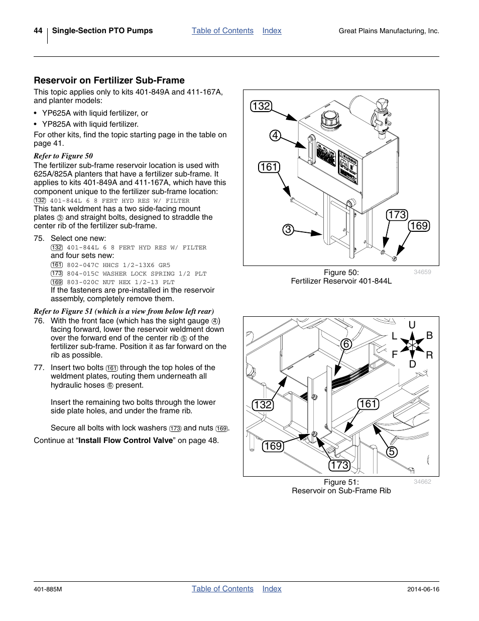 Reservoir on fertilizer sub-frame | Great Plains PTO Kits Single-Section User Manual | Page 48 / 82