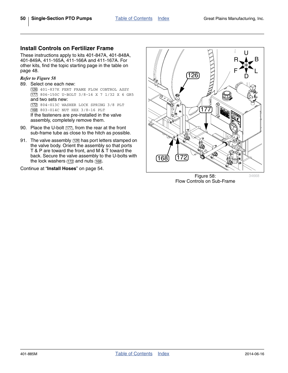 Install controls on fertilizer frame | Great Plains PTO Kits Single-Section User Manual | Page 54 / 82