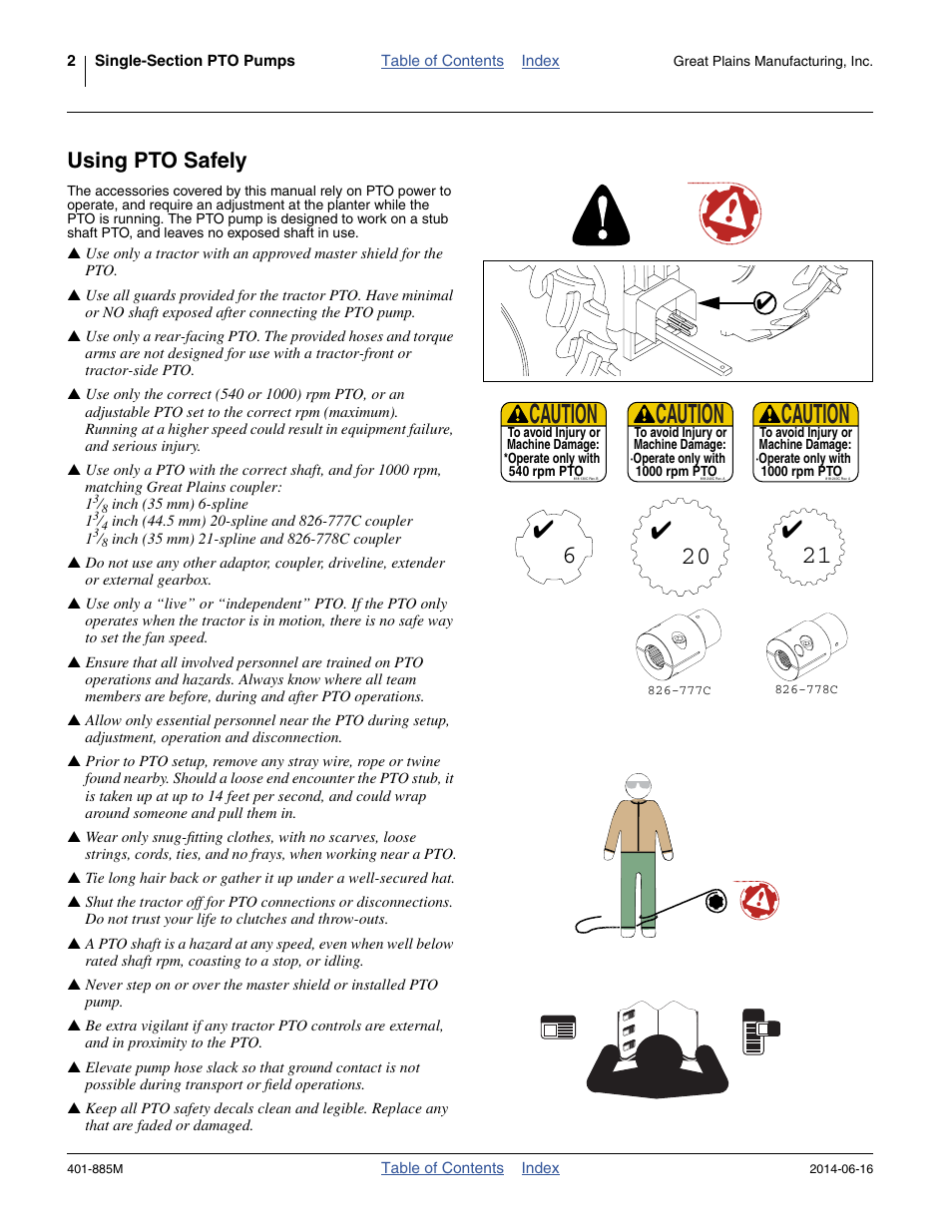 Using pto safely, Caution | Great Plains PTO Kits Single-Section User Manual | Page 6 / 82