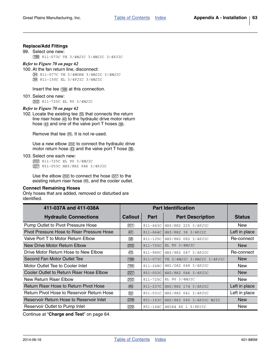 Replace/add fittings, Connect remaining hoses, Replace/add fittings connect remaining hoses | Great Plains PTO Kits Single-Section User Manual | Page 67 / 82