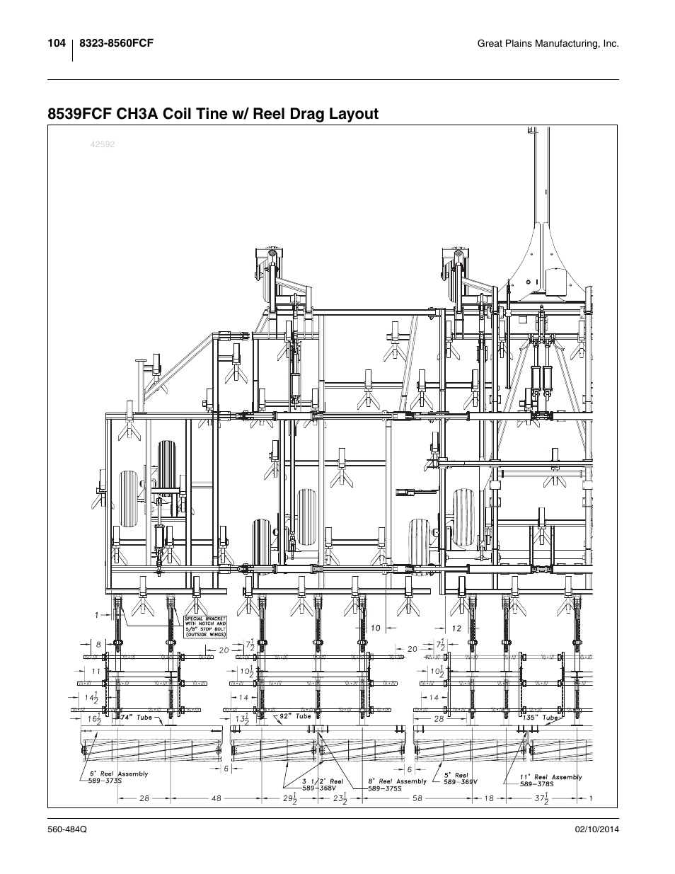 8539fcf ch3a coil tine w/ reel drag layout | Great Plains 8560 FCF Predelivery Manual User Manual | Page 108 / 124