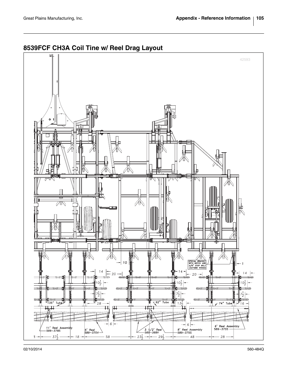8539fcf ch3a coil tine w/ reel drag layout | Great Plains 8560 FCF Predelivery Manual User Manual | Page 109 / 124