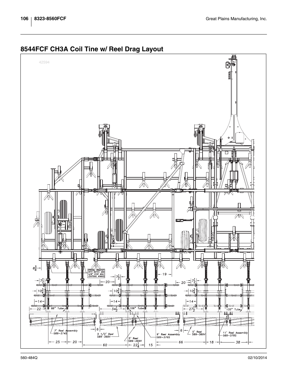 8544fcf ch3a coil tine w/ reel drag layout | Great Plains 8560 FCF Predelivery Manual User Manual | Page 110 / 124