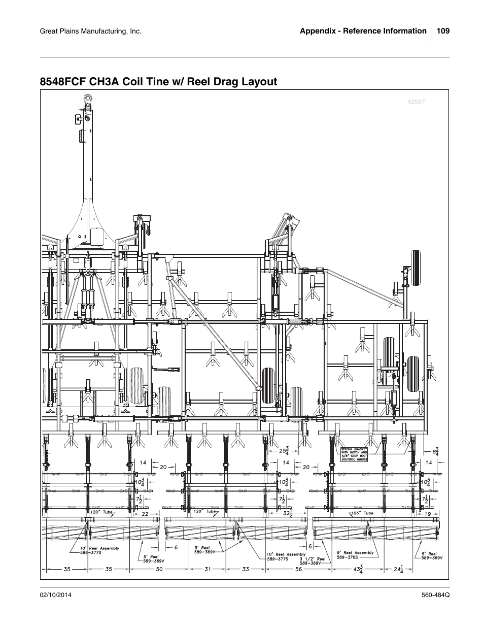 8548fcf ch3a coil tine w/ reel drag layout | Great Plains 8560 FCF Predelivery Manual User Manual | Page 113 / 124