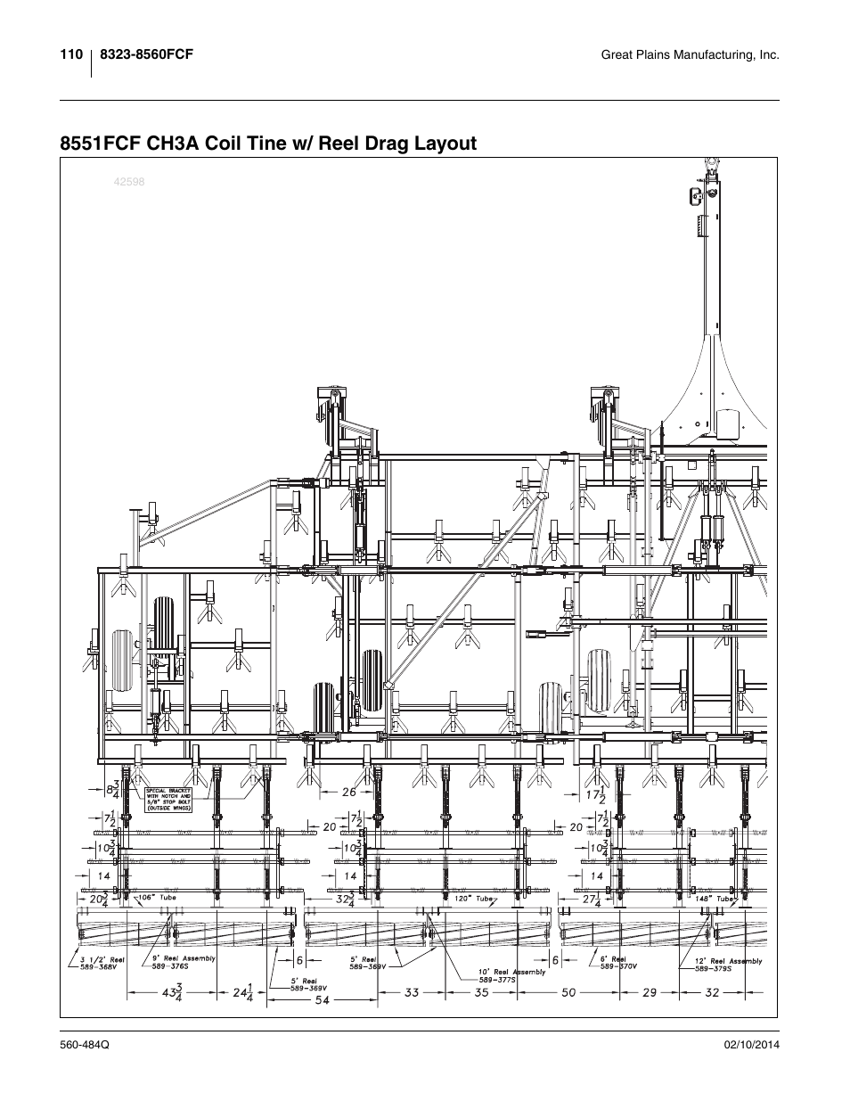 8551fcf ch3a coil tine w/ reel drag layout | Great Plains 8560 FCF Predelivery Manual User Manual | Page 114 / 124
