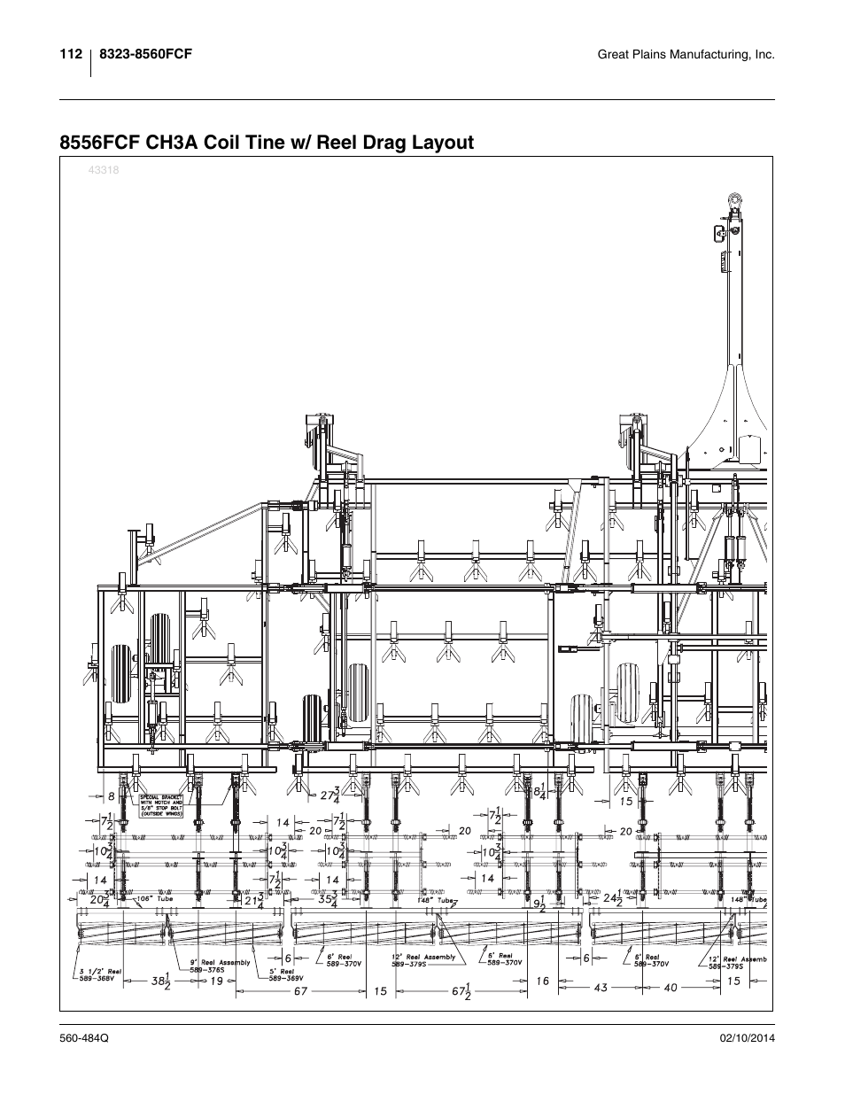 8556fcf ch3a coil tine w/ reel drag layout | Great Plains 8560 FCF Predelivery Manual User Manual | Page 116 / 124