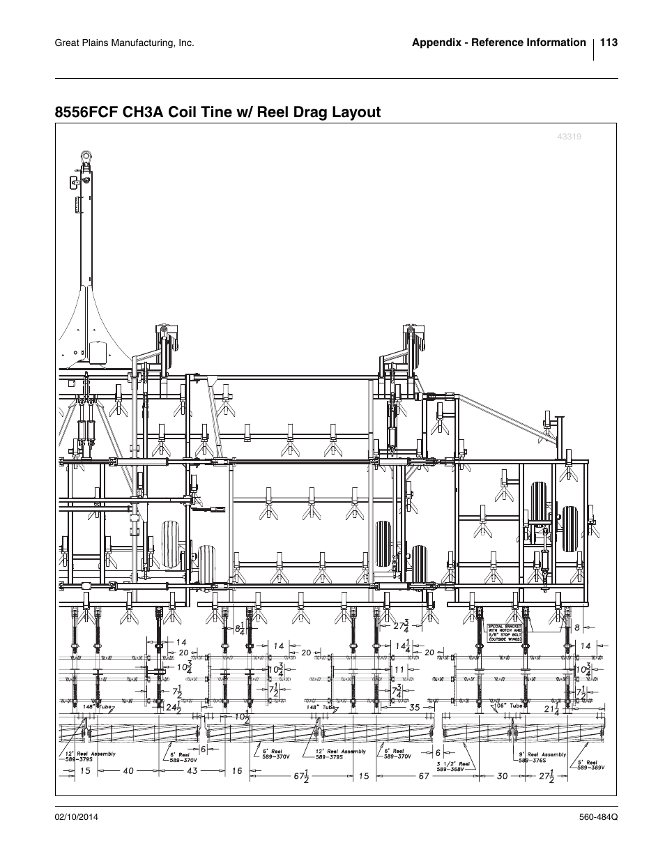 8556fcf ch3a coil tine w/ reel drag layout | Great Plains 8560 FCF Predelivery Manual User Manual | Page 117 / 124