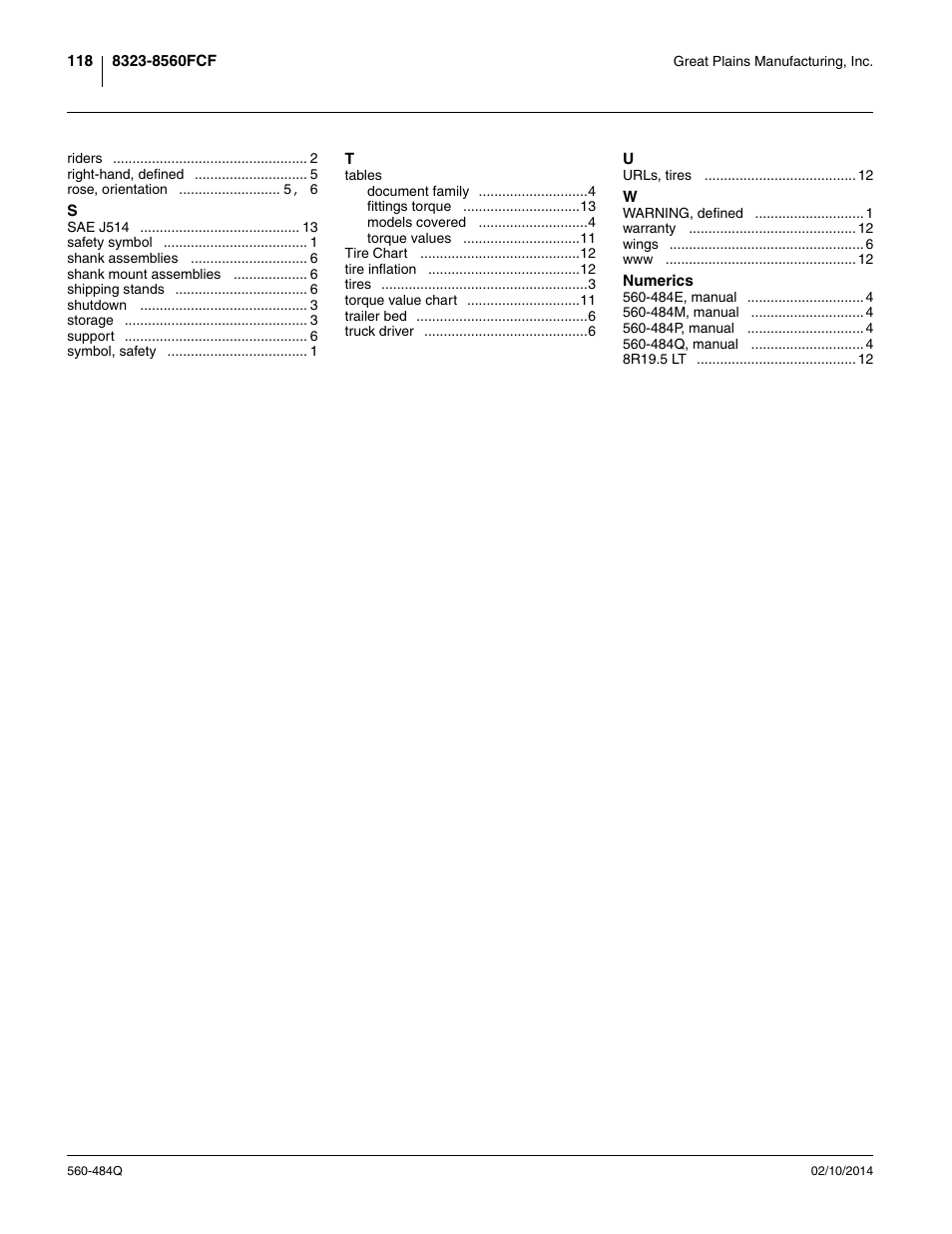 Great Plains 8560 FCF Predelivery Manual User Manual | Page 122 / 124
