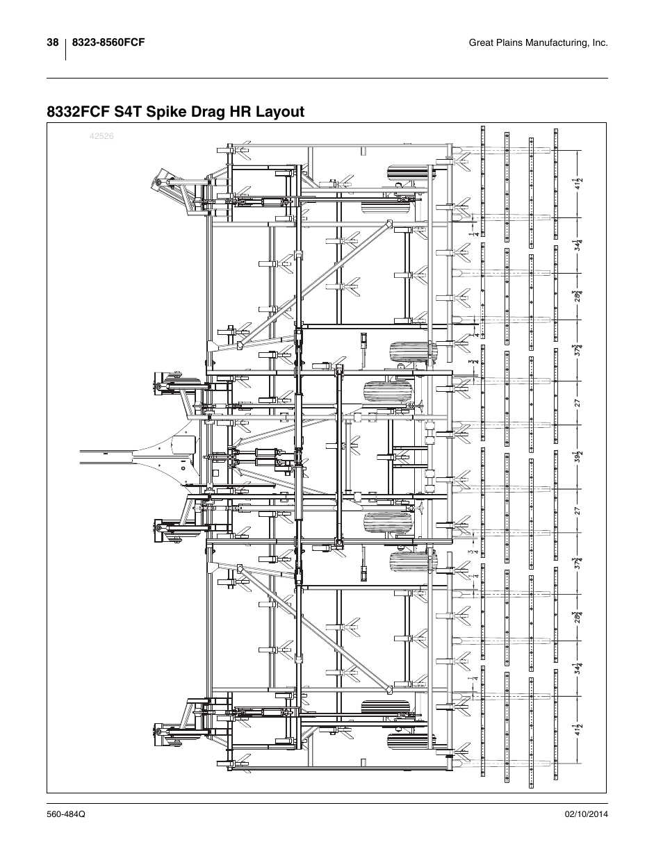 8332fcf s4t spike drag hr layout | Great Plains 8560 FCF Predelivery Manual User Manual | Page 42 / 124