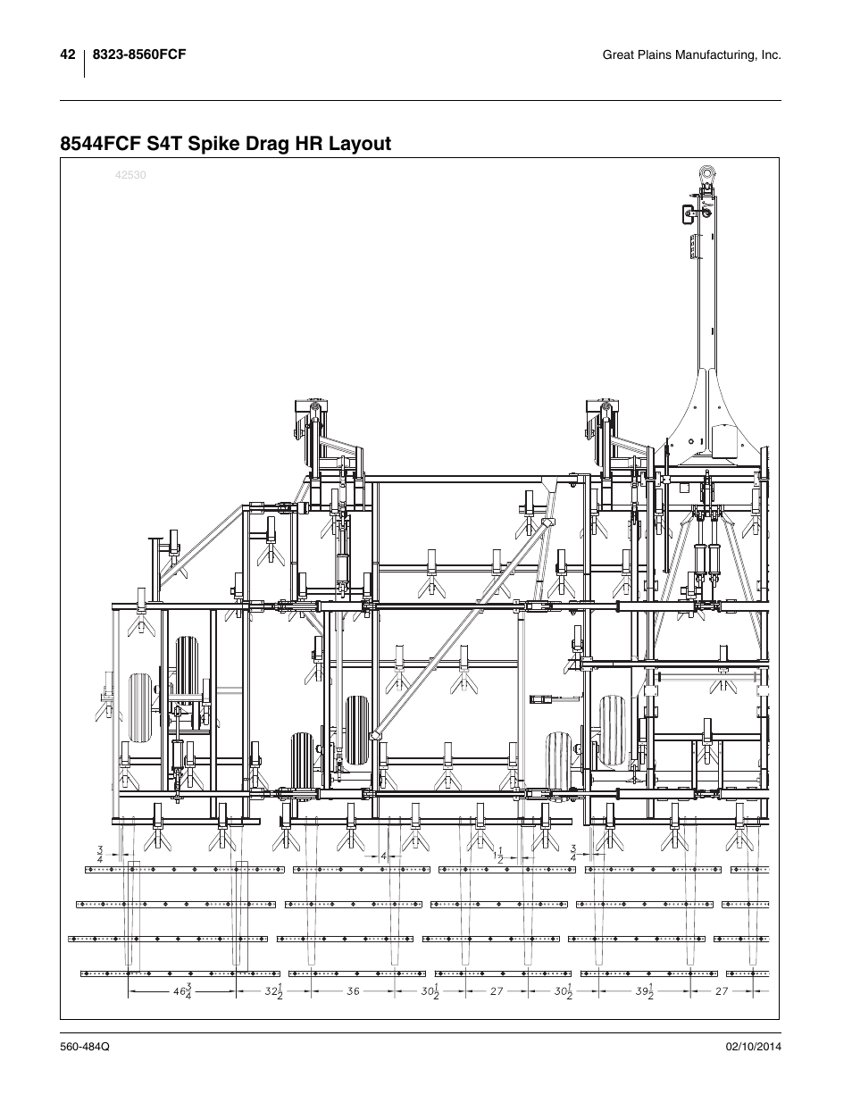 8544fcf s4t spike drag hr layout | Great Plains 8560 FCF Predelivery Manual User Manual | Page 46 / 124