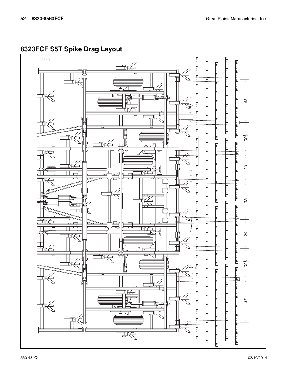 8323fcf s5t spike drag layout | Great Plains 8560 FCF Predelivery Manual User Manual | Page 56 / 124