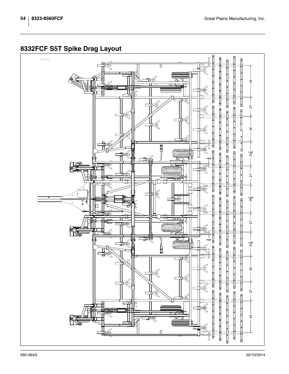 8332fcf s5t spike drag layout | Great Plains 8560 FCF Predelivery Manual User Manual | Page 58 / 124