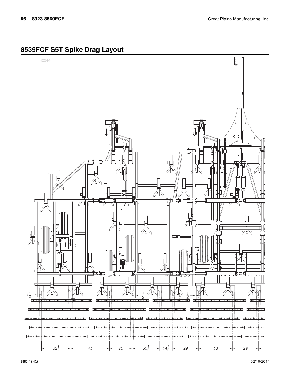 8539fcf s5t spike drag layout | Great Plains 8560 FCF Predelivery Manual User Manual | Page 60 / 124