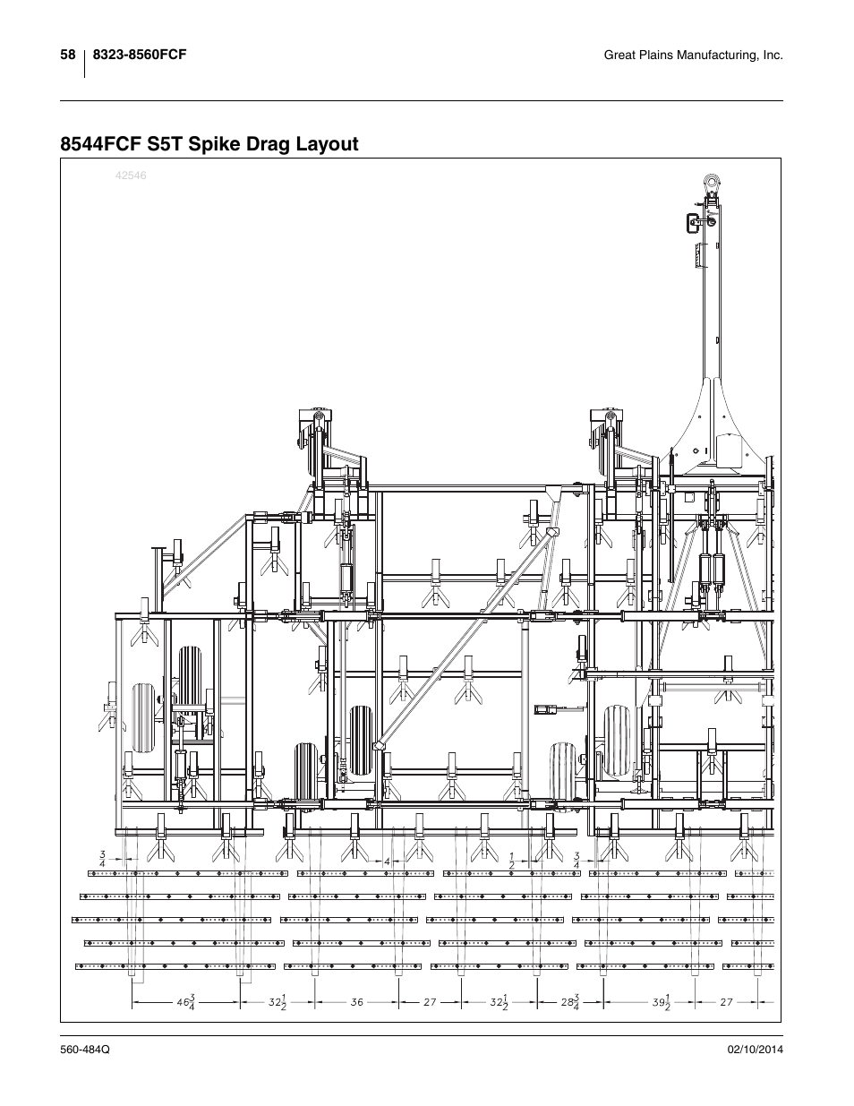8544fcf s5t spike drag layout | Great Plains 8560 FCF Predelivery Manual User Manual | Page 62 / 124