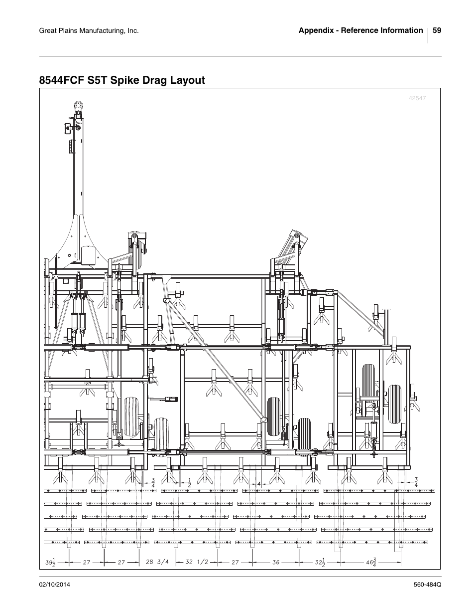 8544fcf s5t spike drag layout | Great Plains 8560 FCF Predelivery Manual User Manual | Page 63 / 124