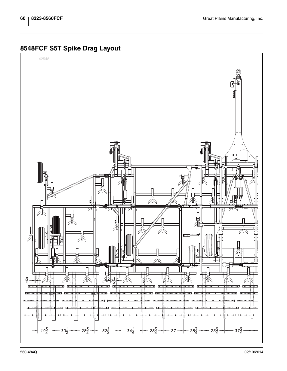 8548fcf s5t spike drag layout | Great Plains 8560 FCF Predelivery Manual User Manual | Page 64 / 124