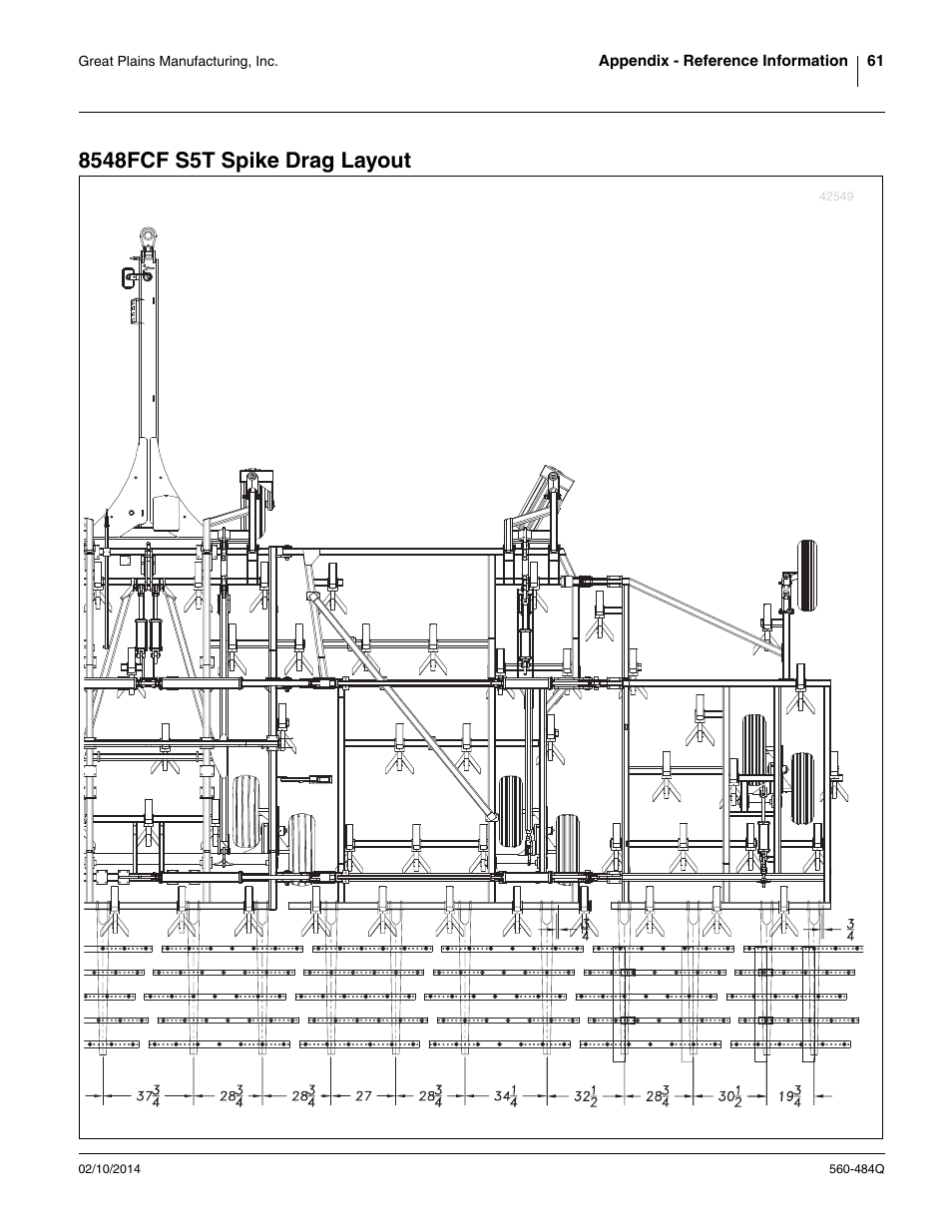 8548fcf s5t spike drag layout | Great Plains 8560 FCF Predelivery Manual User Manual | Page 65 / 124
