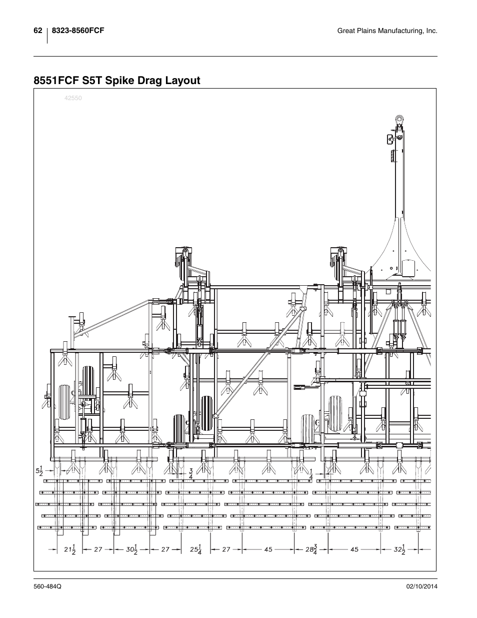8551fcf s5t spike drag layout | Great Plains 8560 FCF Predelivery Manual User Manual | Page 66 / 124