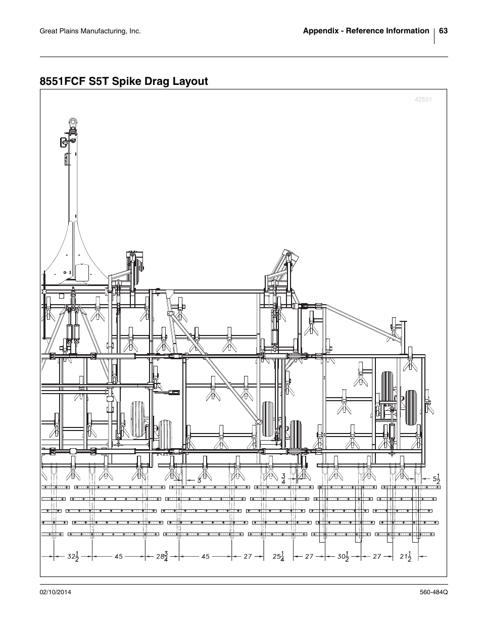 8551fcf s5t spike drag layout | Great Plains 8560 FCF Predelivery Manual User Manual | Page 67 / 124