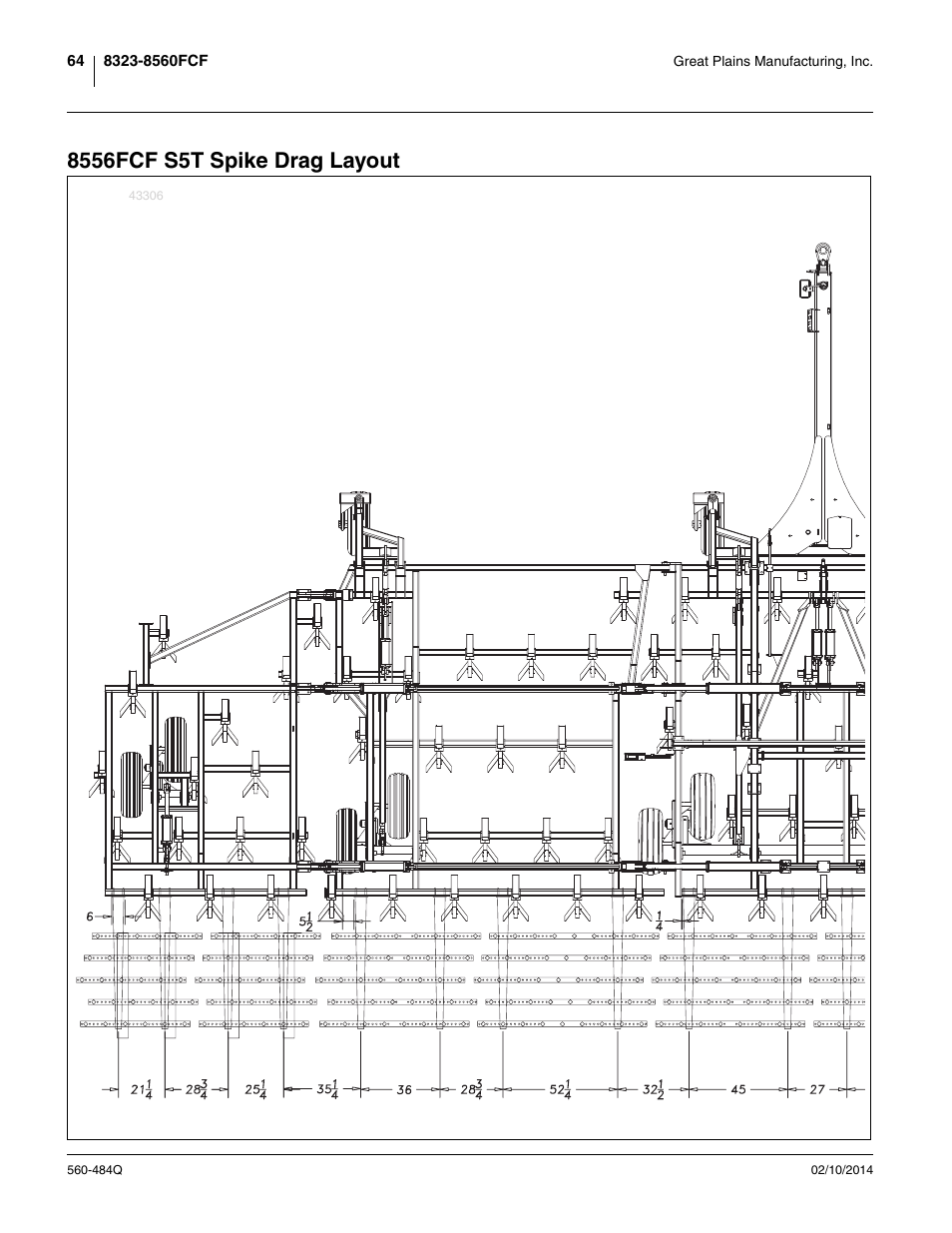 8556fcf s5t spike drag layout | Great Plains 8560 FCF Predelivery Manual User Manual | Page 68 / 124