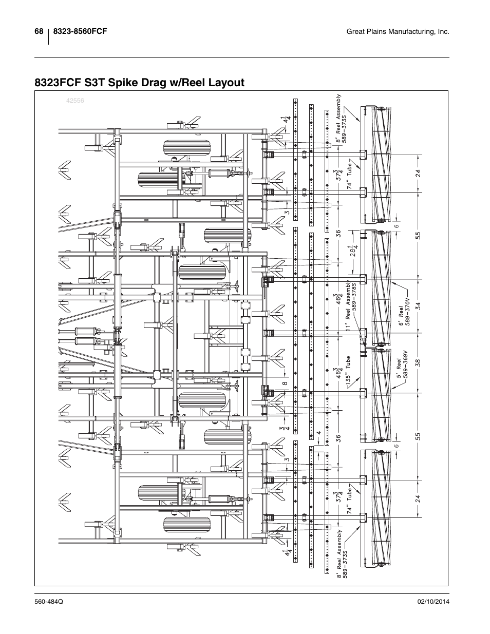 8323fcf s3t spike drag w/reel layout | Great Plains 8560 FCF Predelivery Manual User Manual | Page 72 / 124