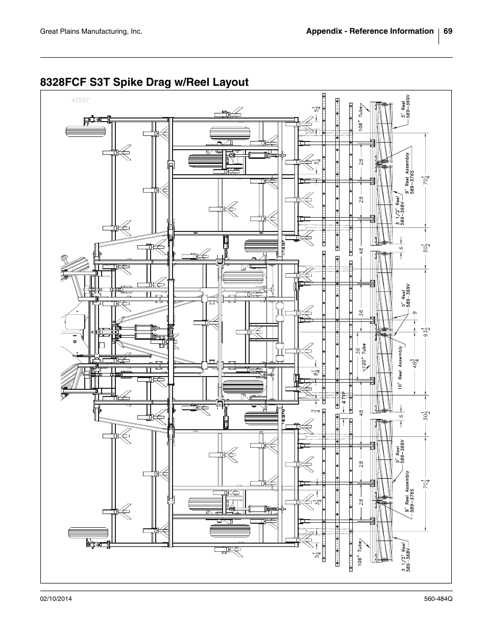 8328fcf s3t spike drag w/reel layout | Great Plains 8560 FCF Predelivery Manual User Manual | Page 73 / 124