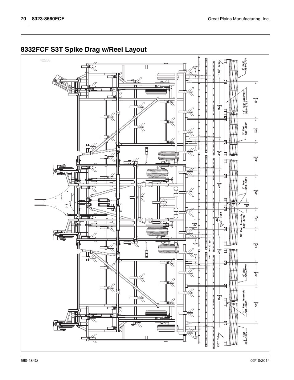 8332fcf s3t spike drag w/reel layout | Great Plains 8560 FCF Predelivery Manual User Manual | Page 74 / 124
