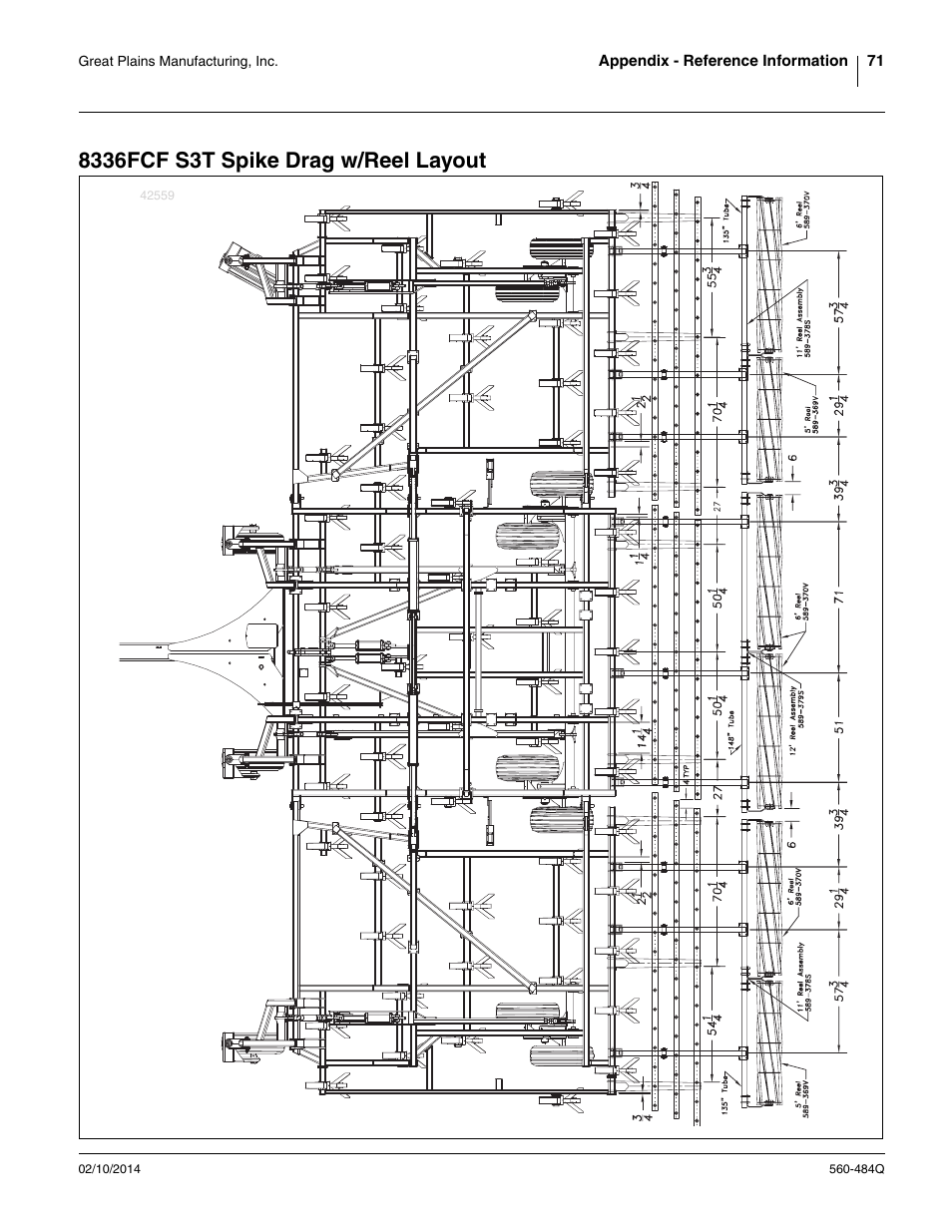 8336fcf s3t spike drag w/reel layout | Great Plains 8560 FCF Predelivery Manual User Manual | Page 75 / 124