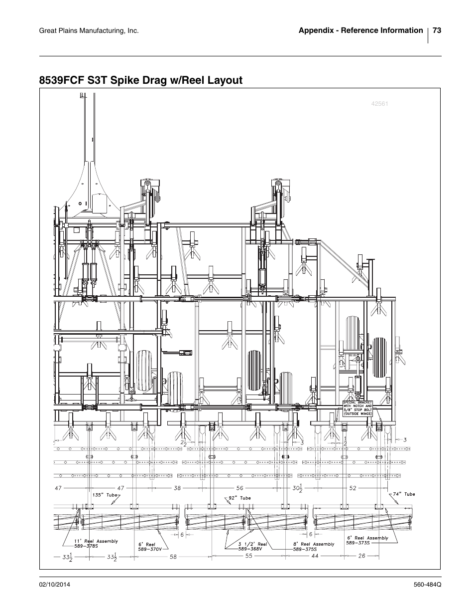 8539fcf s3t spike drag w/reel layout | Great Plains 8560 FCF Predelivery Manual User Manual | Page 77 / 124