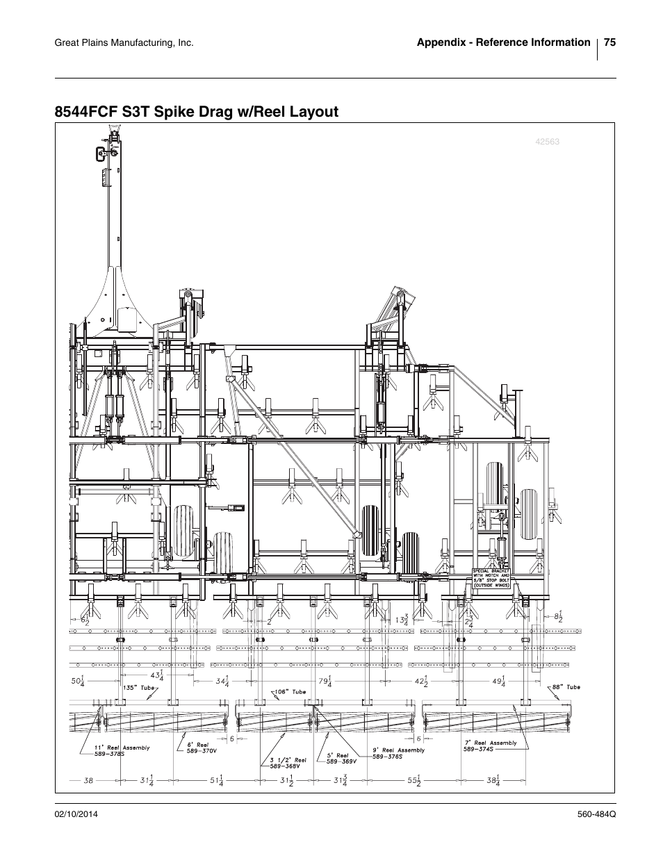 8544fcf s3t spike drag w/reel layout | Great Plains 8560 FCF Predelivery Manual User Manual | Page 79 / 124