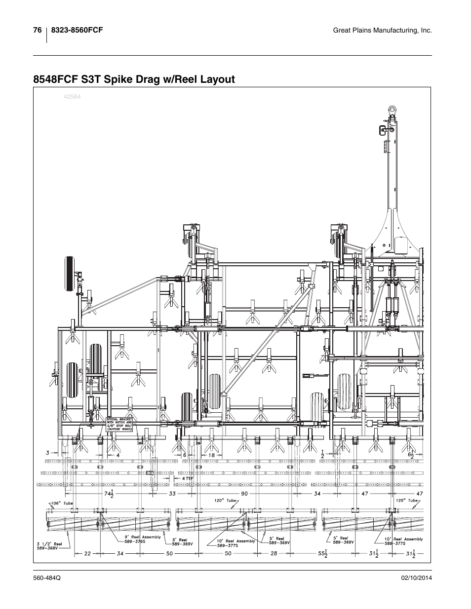 8548fcf s3t spike drag w/reel layout | Great Plains 8560 FCF Predelivery Manual User Manual | Page 80 / 124