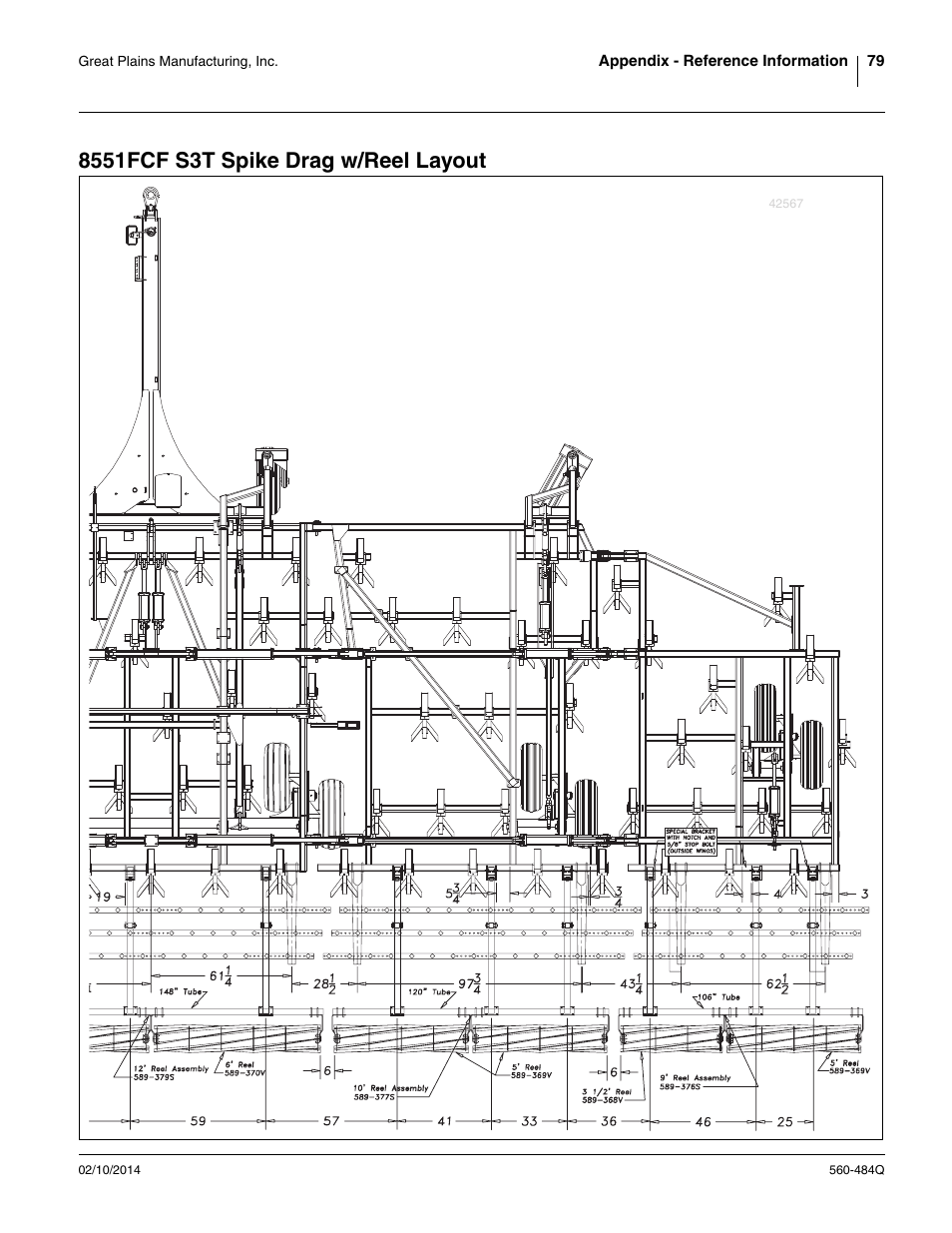 8551fcf s3t spike drag w/reel layout | Great Plains 8560 FCF Predelivery Manual User Manual | Page 83 / 124