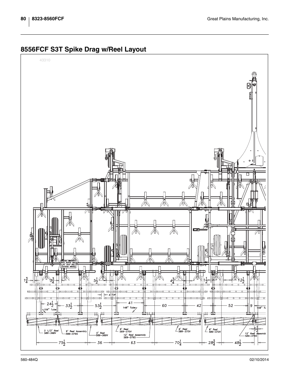 8556fcf s3t spike drag w/reel layout | Great Plains 8560 FCF Predelivery Manual User Manual | Page 84 / 124