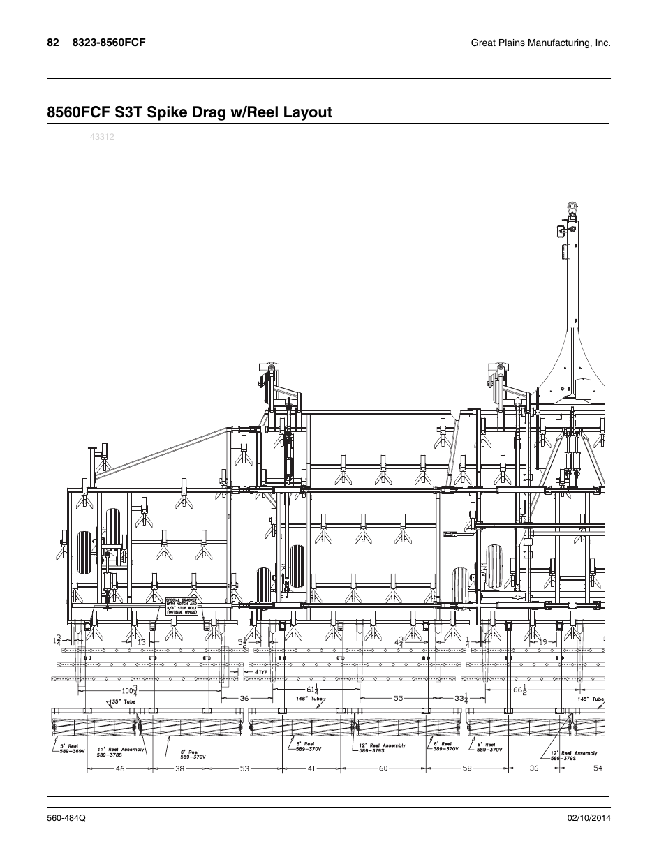 8560fcf s3t spike drag w/reel layout | Great Plains 8560 FCF Predelivery Manual User Manual | Page 86 / 124