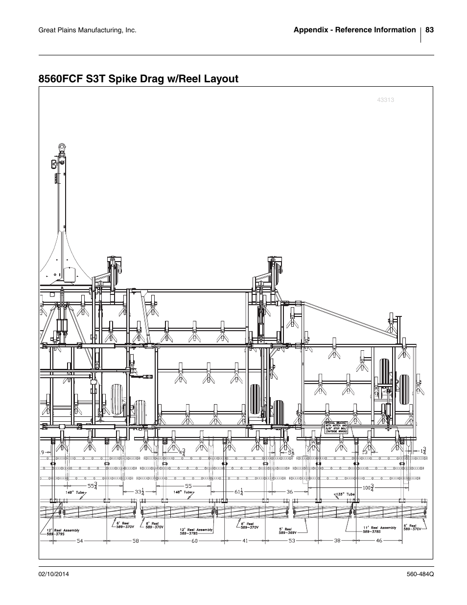 8560fcf s3t spike drag w/reel layout | Great Plains 8560 FCF Predelivery Manual User Manual | Page 87 / 124