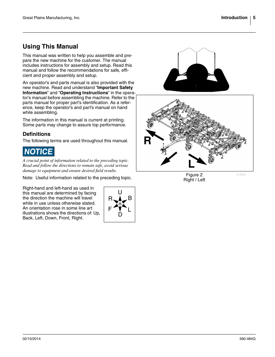 Using this manual, Definitions | Great Plains 8560 FCF Predelivery Manual User Manual | Page 9 / 124