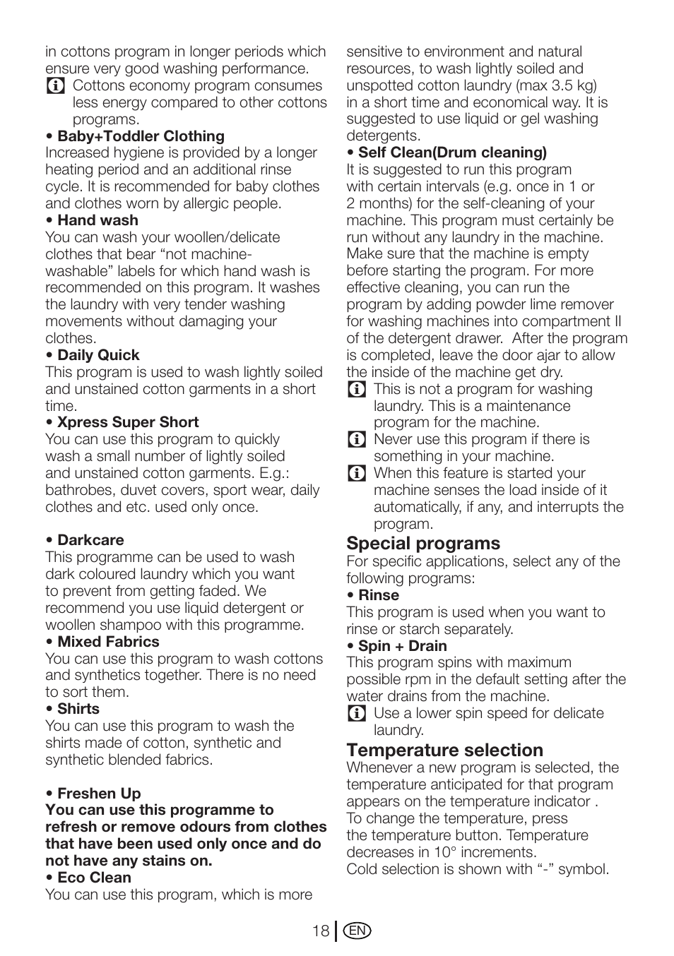Beko WMI 71641 User Manual | Page 18 / 48