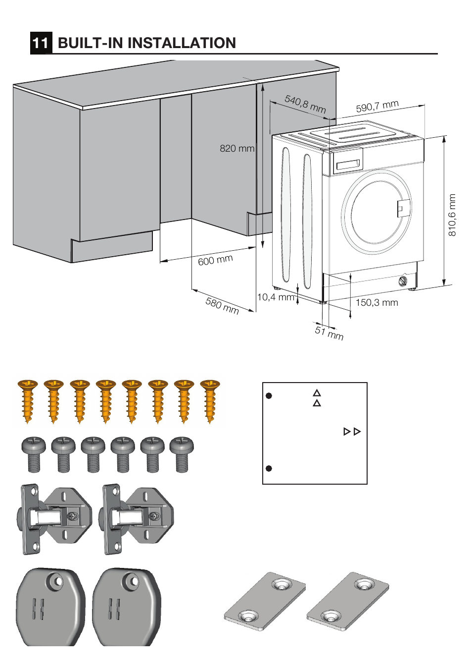 11 built-in installation, Built-in installation guide | Beko WMI 71641 User Manual | Page 37 / 48