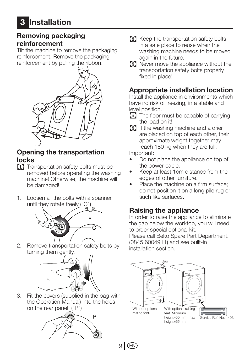 3installation | Beko WMI 71641 User Manual | Page 9 / 48