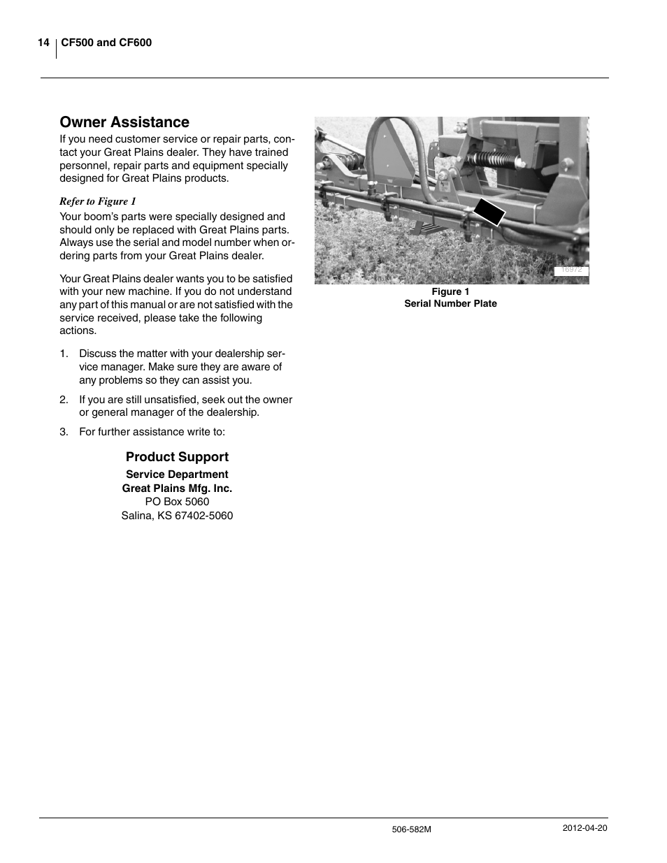 Owner assistance | Great Plains CF600 Operator Manual User Manual | Page 16 / 38