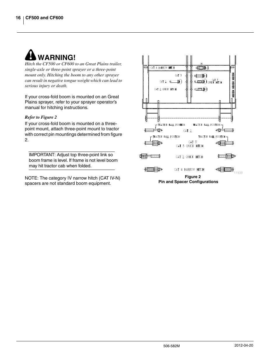 Warning | Great Plains CF600 Operator Manual User Manual | Page 18 / 38