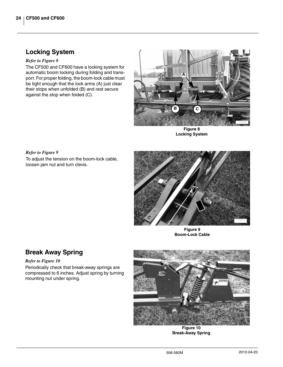 Locking system, Break away spring | Great Plains CF600 Operator Manual User Manual | Page 26 / 38