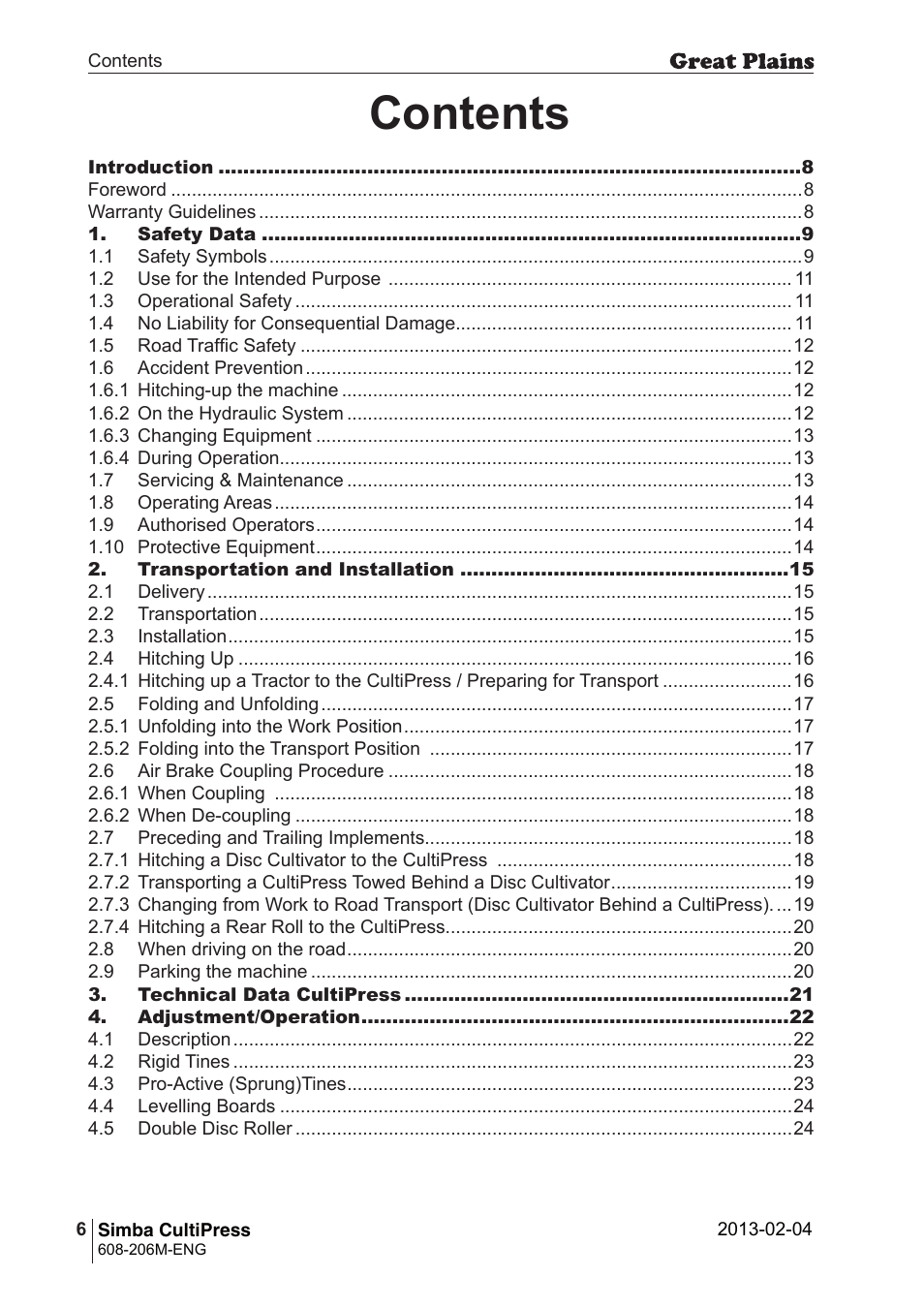 Great Plains Simba Culti Press Operator Manual User Manual | Page 6 / 38