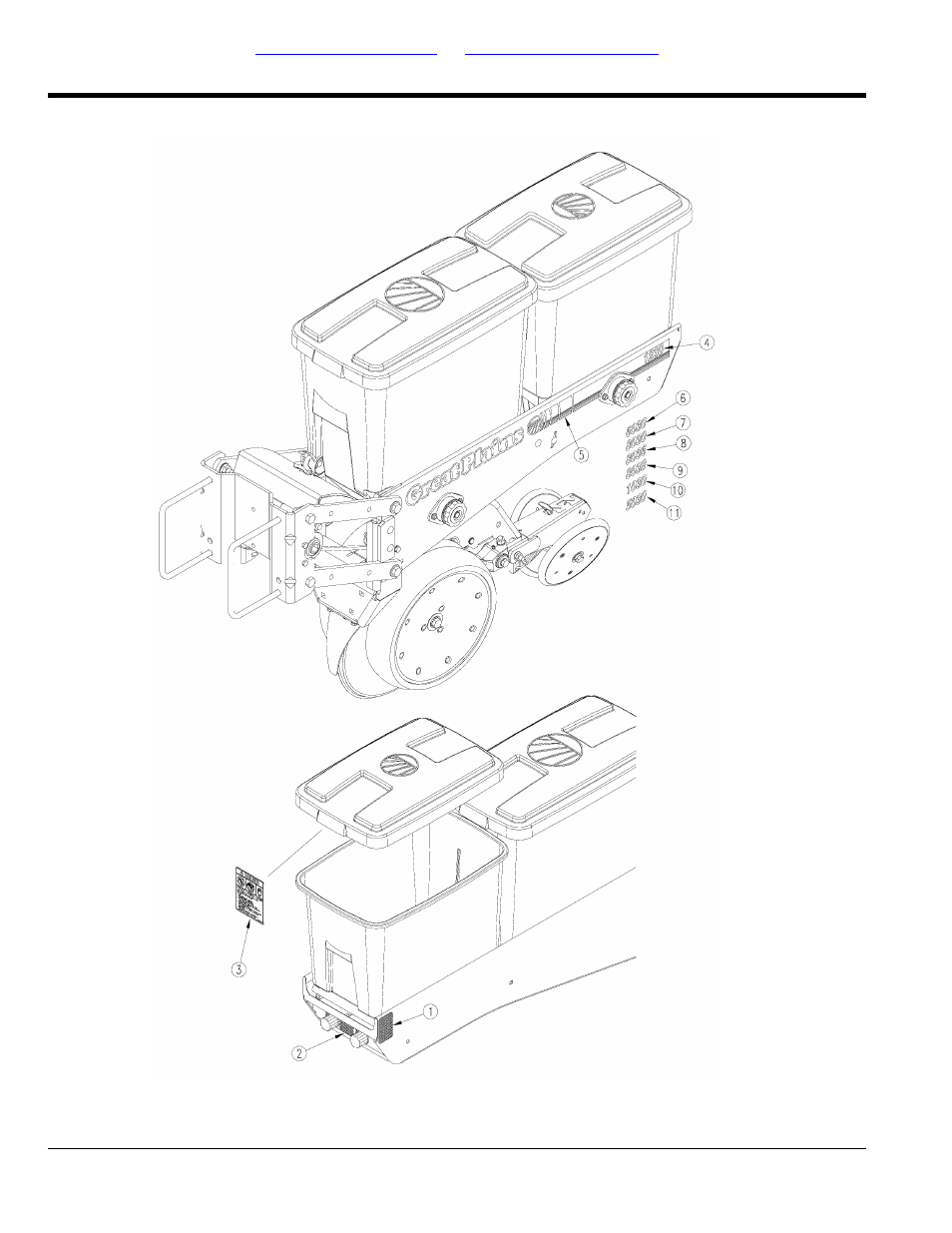 Decals, Decal placement, Selected models | Great Plains SRU1999 Parts Manual User Manual | Page 6 / 58