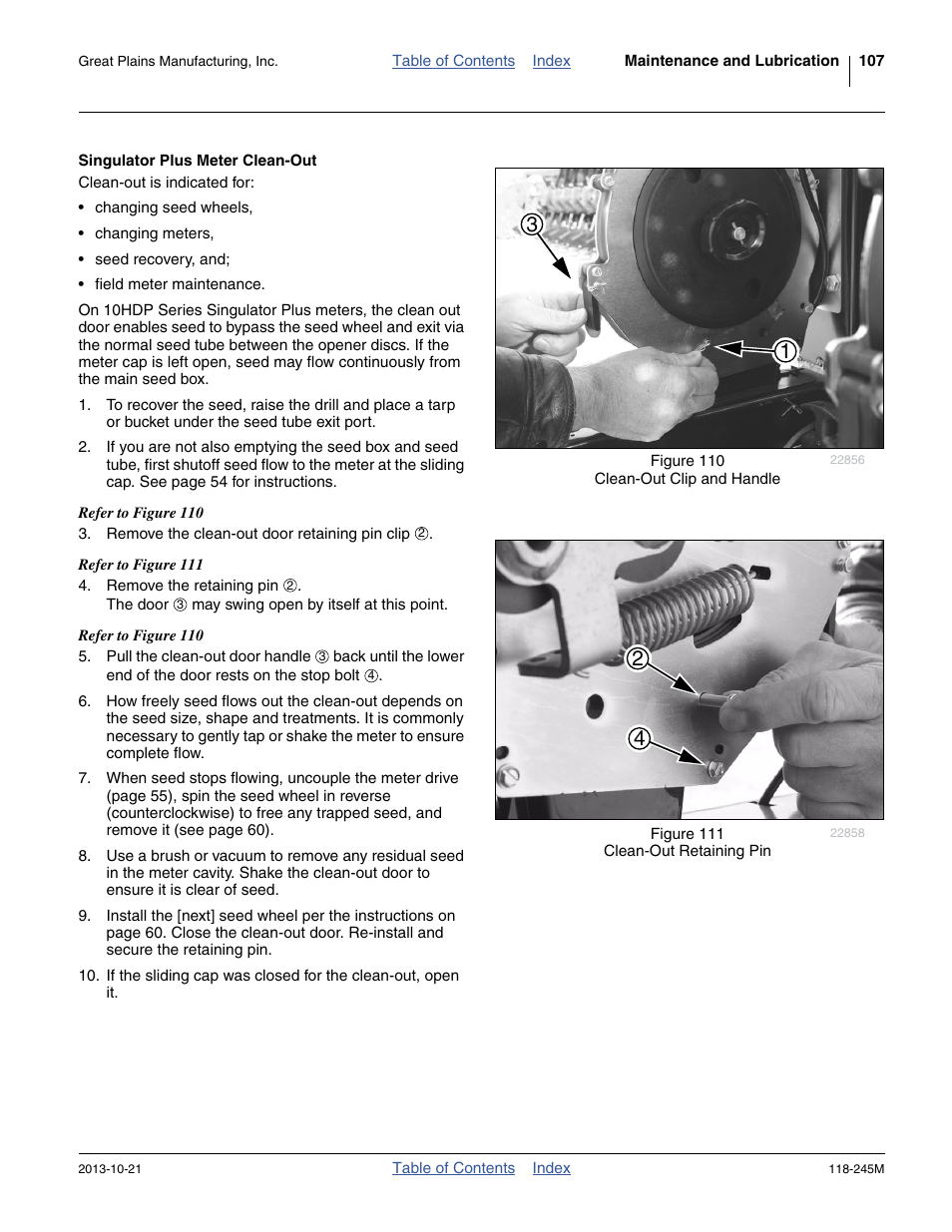 Singulator plus meter clean-out | Great Plains 2510HDP Operator Manual User Manual | Page 111 / 180